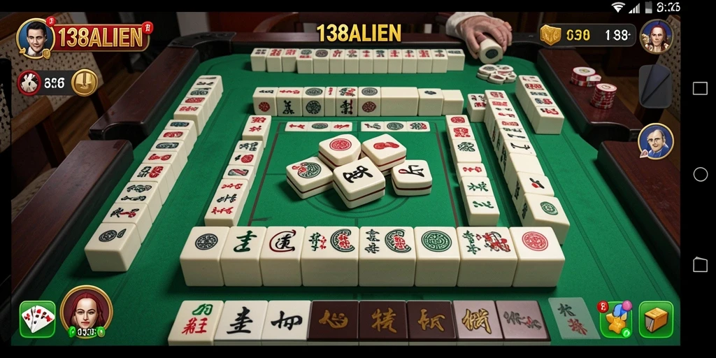 Screenshot gameplay utama 138ALIEN menampilkan suasana permainan Mahjong yang seru.
