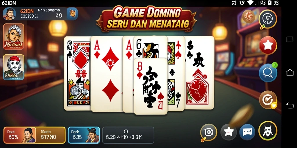 Screenshot gameplay Domino 62IDN yang menegangkan dan seru.