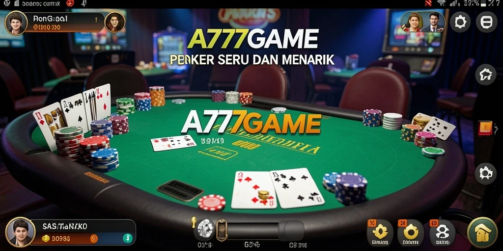 Tampilan utama A777GAME menampilkan keseruan permainan poker yang mendebarkan.