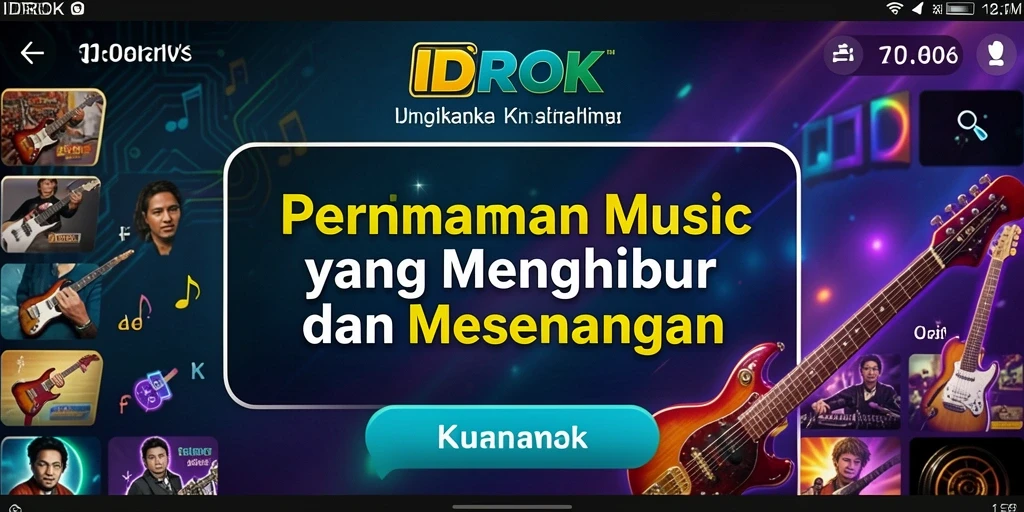Tangkapan layar menunjukkan gameplay seru IDROK dengan antarmuka musik.