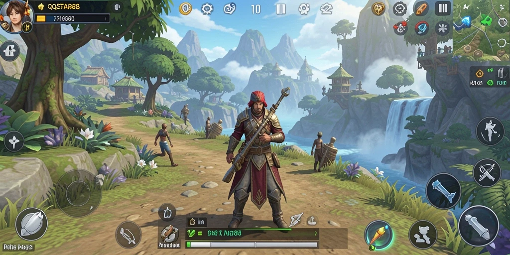 Screenshot QQSTAR88 menampilkan aksi gameplay di dunia terbuka yang menakjubkan.