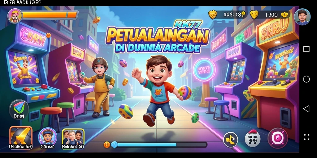 Screenshot gameplay RK77 yang menampilkan aksi seru di dunia Arcade.