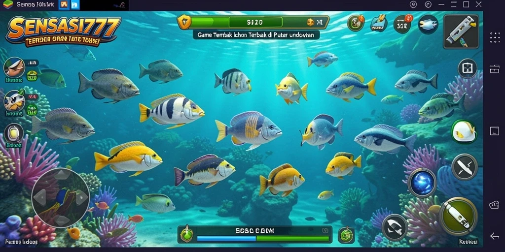 Tampilan gameplay SENSASI777 saat menembak ikan.
