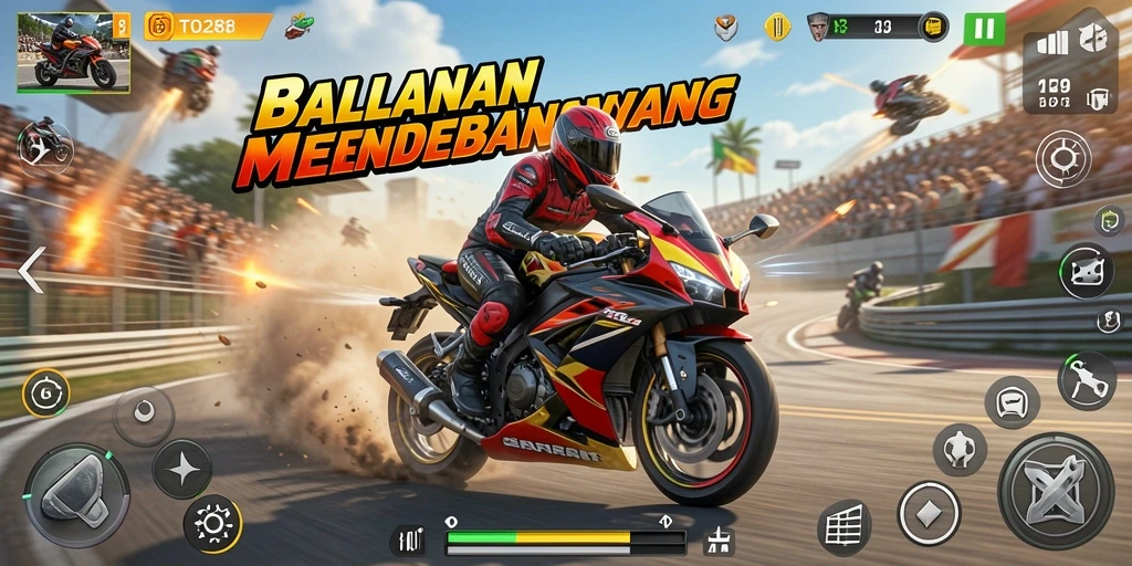 Gameplay TO288 yang memukau dengan balapan motor yang seru.