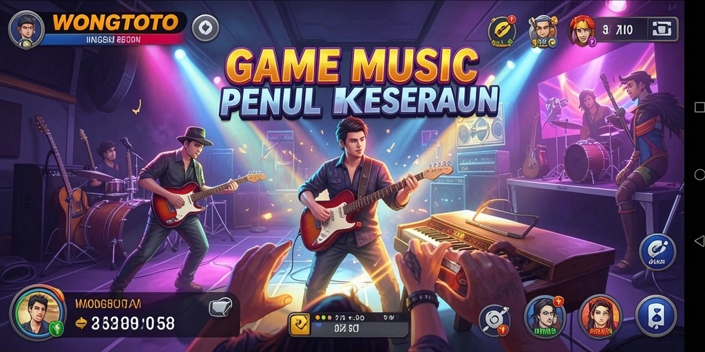 Screenshot utama WONGTOTO menampilkan gameplay seru musik.